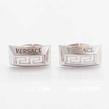 Versace, manschettknappar, 18K viguld och cubic zirkonia. Märkta Versace Made in Italy.