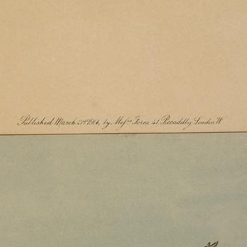 three hand coloured litograph, signed in the print, published by Mef Fores 41 Piccadilly London W.