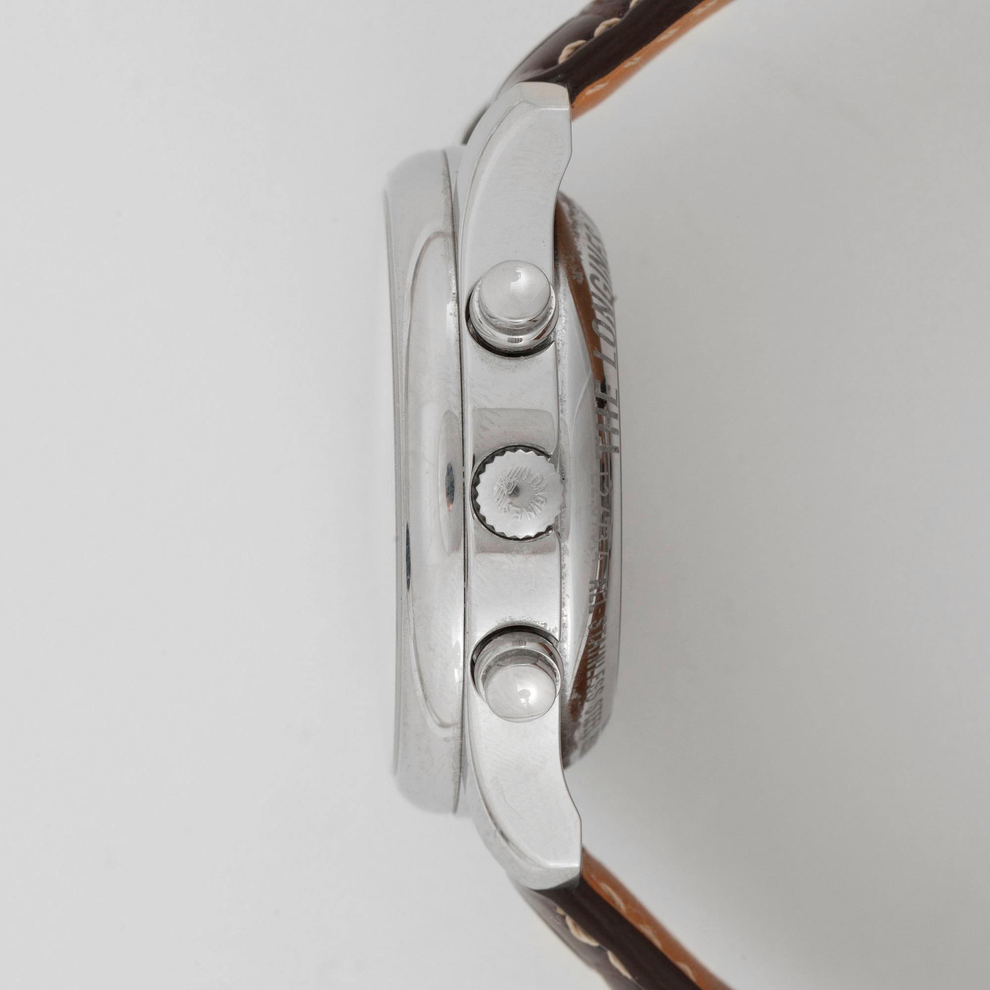 Longines - Master Collection Chronograph Moonphase. Automatic. Steel / leather strap. 40mm.