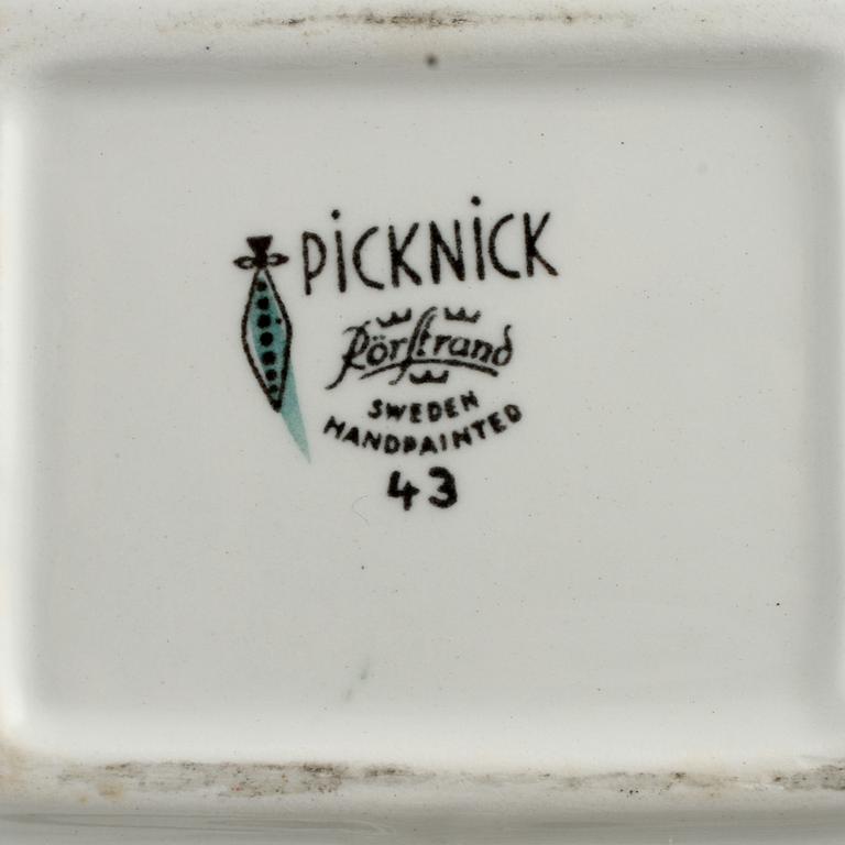 SERVISDELAR, 14 delar, flintgods, "Picknick", Marianne Westman, Rörstrand, 1900-talets andra hälft.