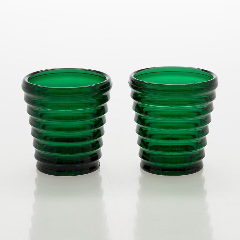 Aino Aalto, a 4-piece set of 1930s ' model 4052 'Bölgeblick' drinking glasses for Karhula Glassworks, Finland.