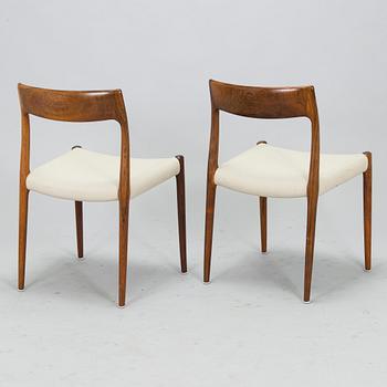 Niels Otto Møller, A 1950s dining table and six '77' chairs for J.L. Møllers Møbelfabrik Denmark.