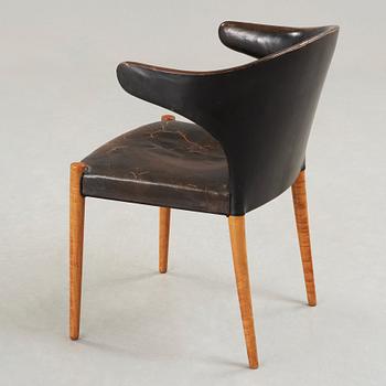 Jacob Kjaer, A Jacob Kjaer mahogany and black leather 'B 47' armchair, Denmark 1954.