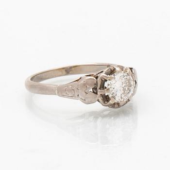 Ring 18K whitegold, 1 brilliant-cut diamond approx 0,50 ct, Inclusions, size approx 51.