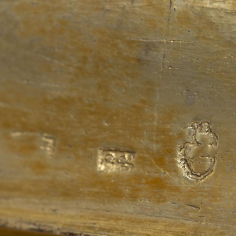 A Russian silver gilt box, indistinct marks, probably Moscow, 19th century.