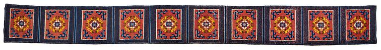 MATTO, a meditation carpet, ten squares, a semi-antique Ningxia, China, ca 598,5 x 62 cm.