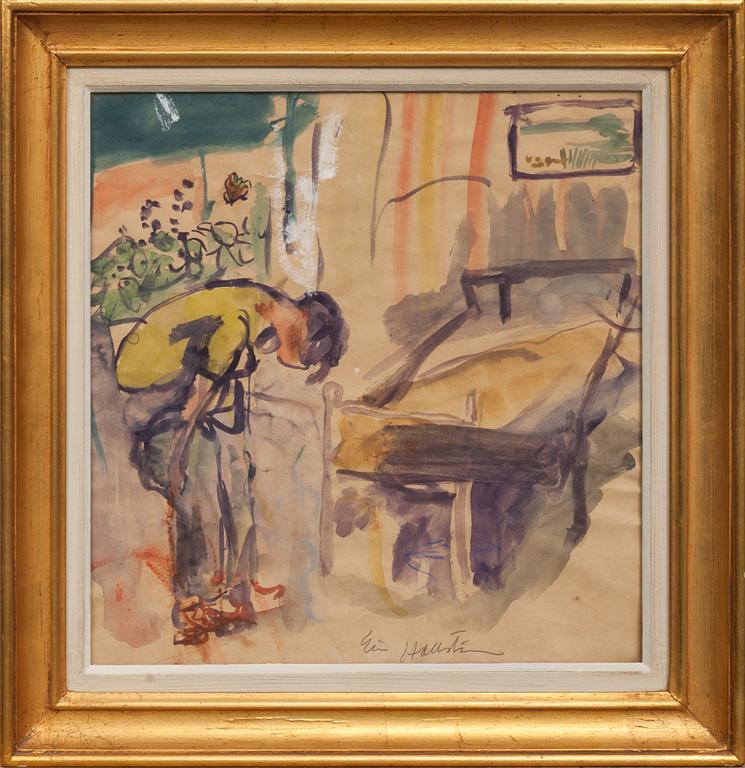 ERIK HALLSTRÖM, akvarell och pastell, signerad.