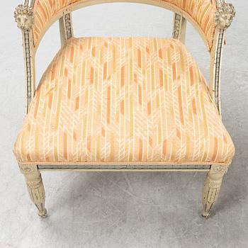 A pair of late Gustavian style armchairs, second half of the 19th century.