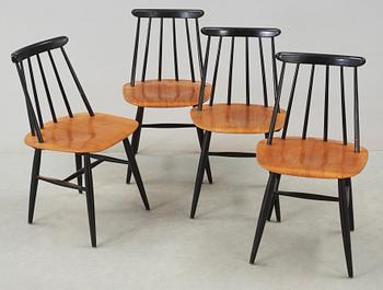 STOLAR, 4 st, "Fanett", Ilmari Tapiovaara, Edsbyverken, formgiven 1955.