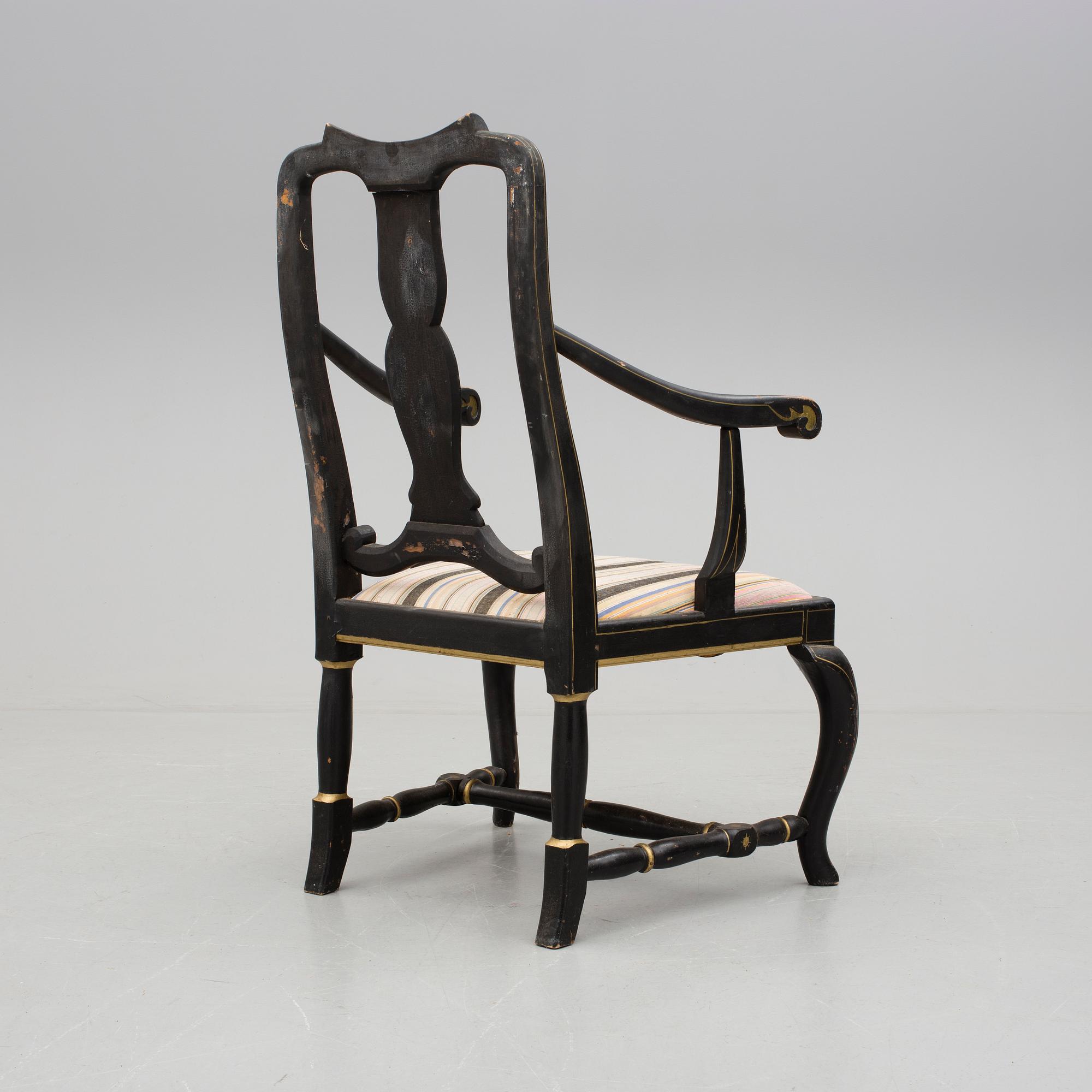 KARMSTOL, senbarockstil, bär datering 1888.