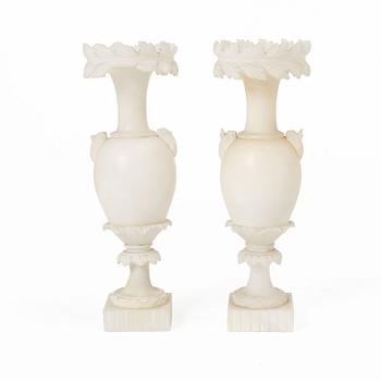 A pair of alabaster vases, Italy, circa 1900.