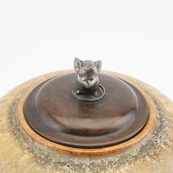 Patrick Nordström, a stoneware urn with bronze lid Royal Copenhagen dated 27-4 1922.