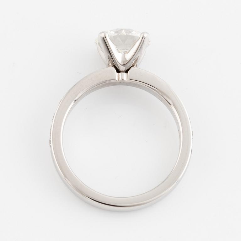 A platinum and 2.06 cts round brilliant- cut diamond ring.