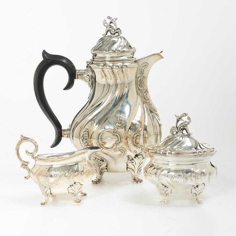 C.G. Hallberg, A three piece coffee service, Rococo style, 1950s, Stockholm.