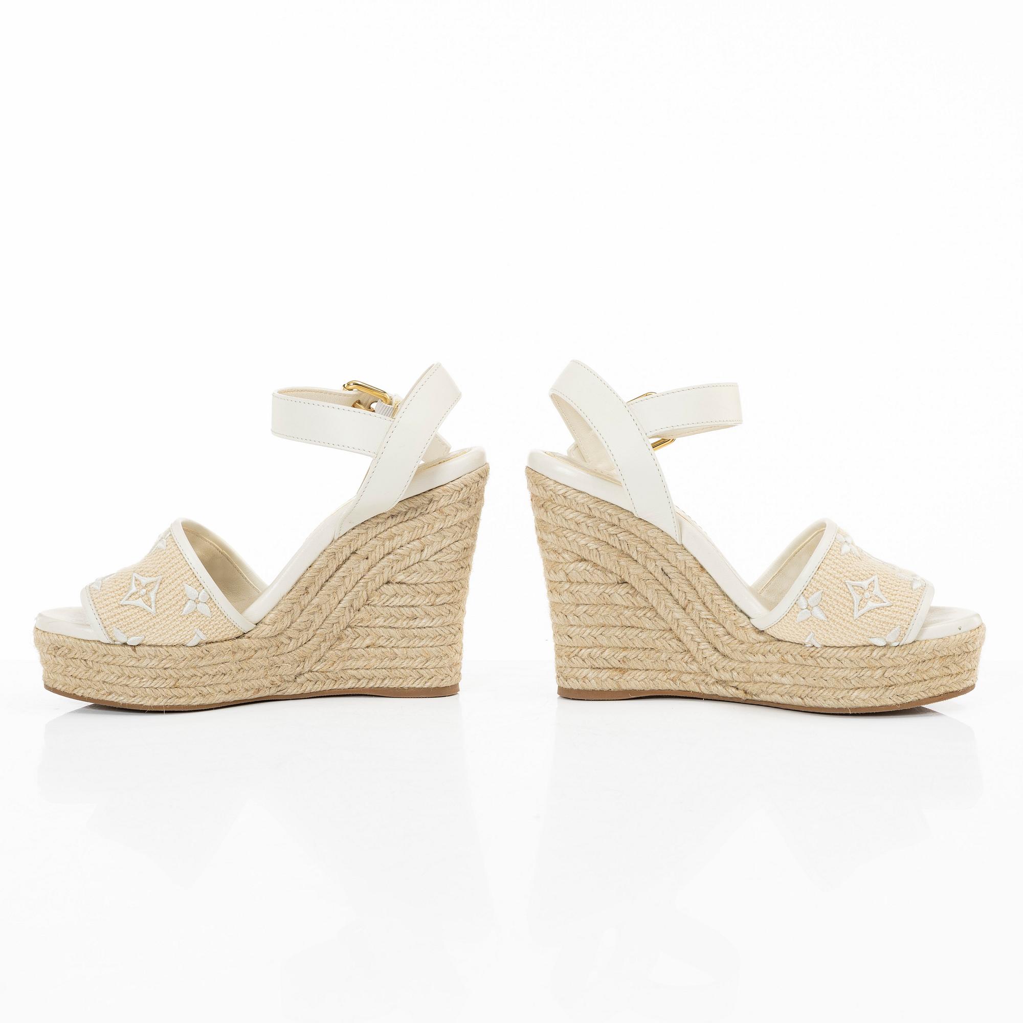 Louis Vuitton, sandals, "Helios Wedge Espadrille", size 37.