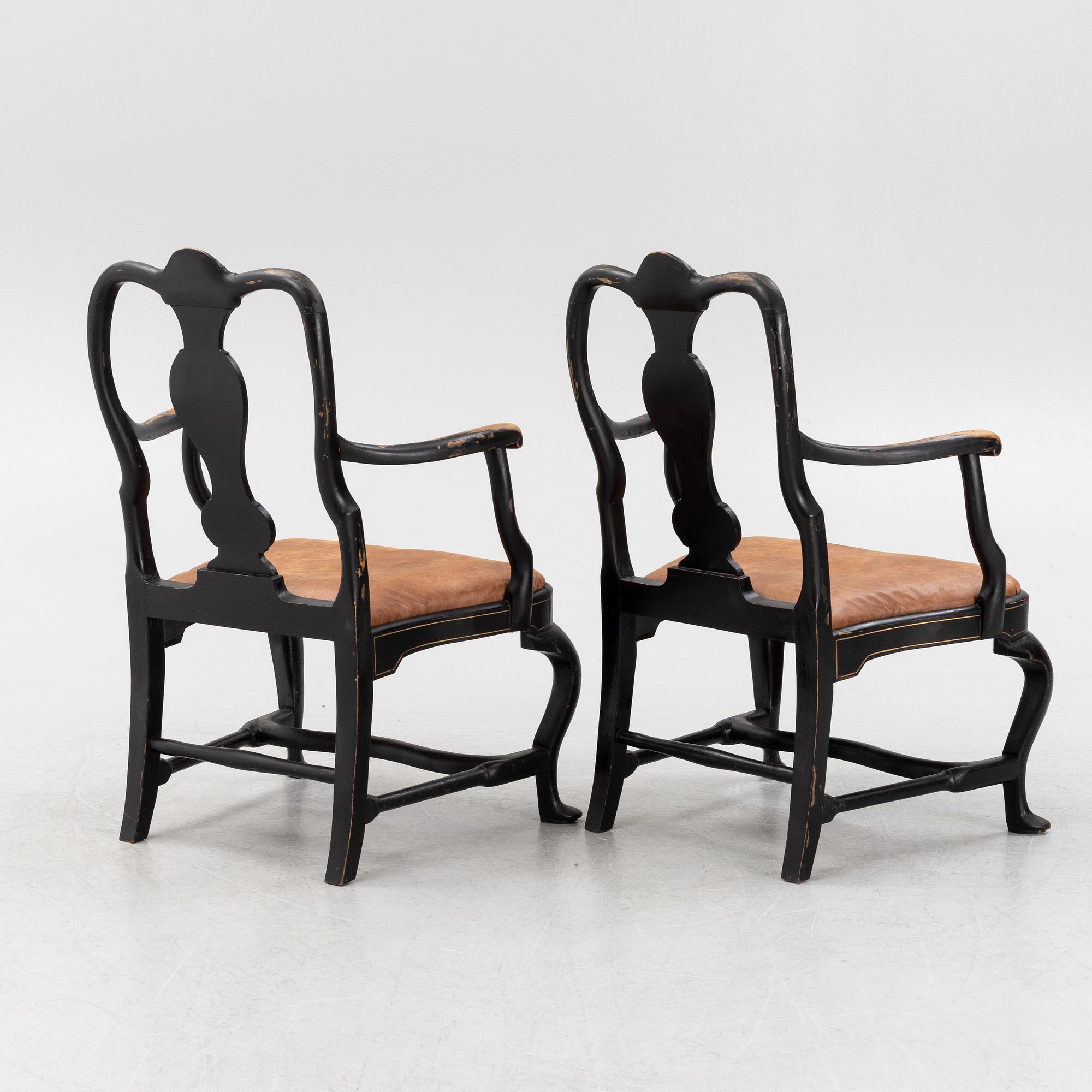 A pair of Rococo style armchairs. first half of the 20th Century.