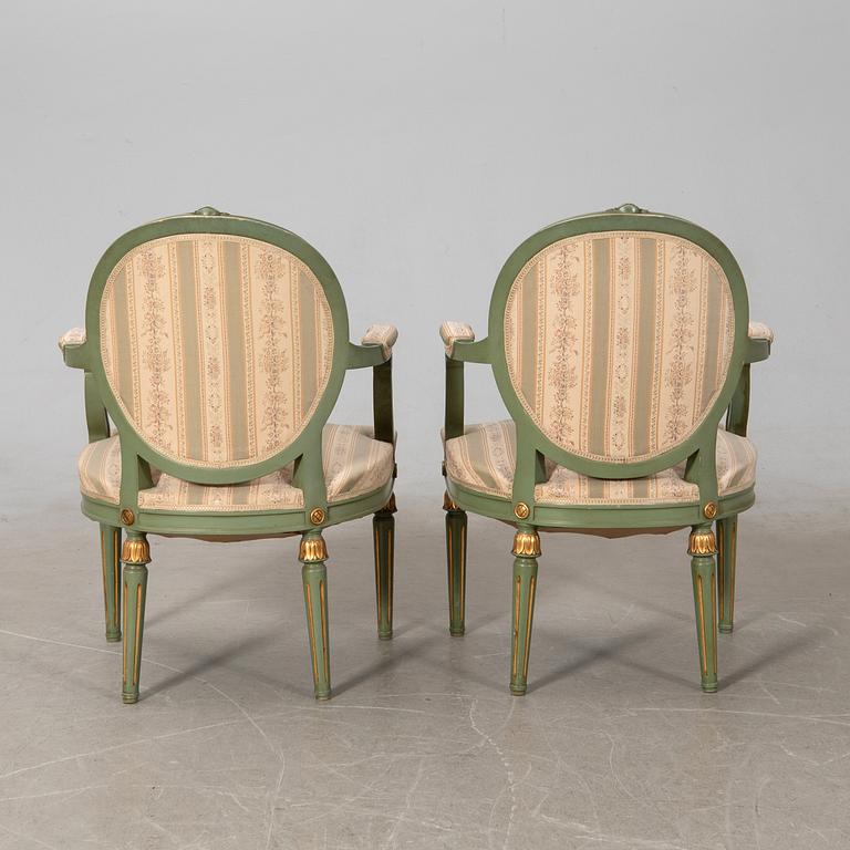 Salon group, 7 dlrs Gustavian style, first half of the 20th century.