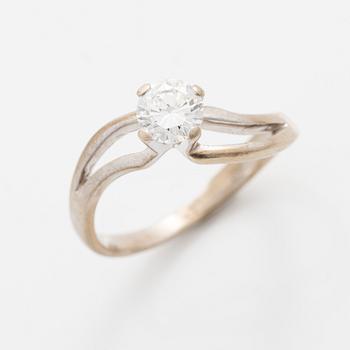 18K white gold ring with a brilliant-cut diamond, approx. 0.65 ct.