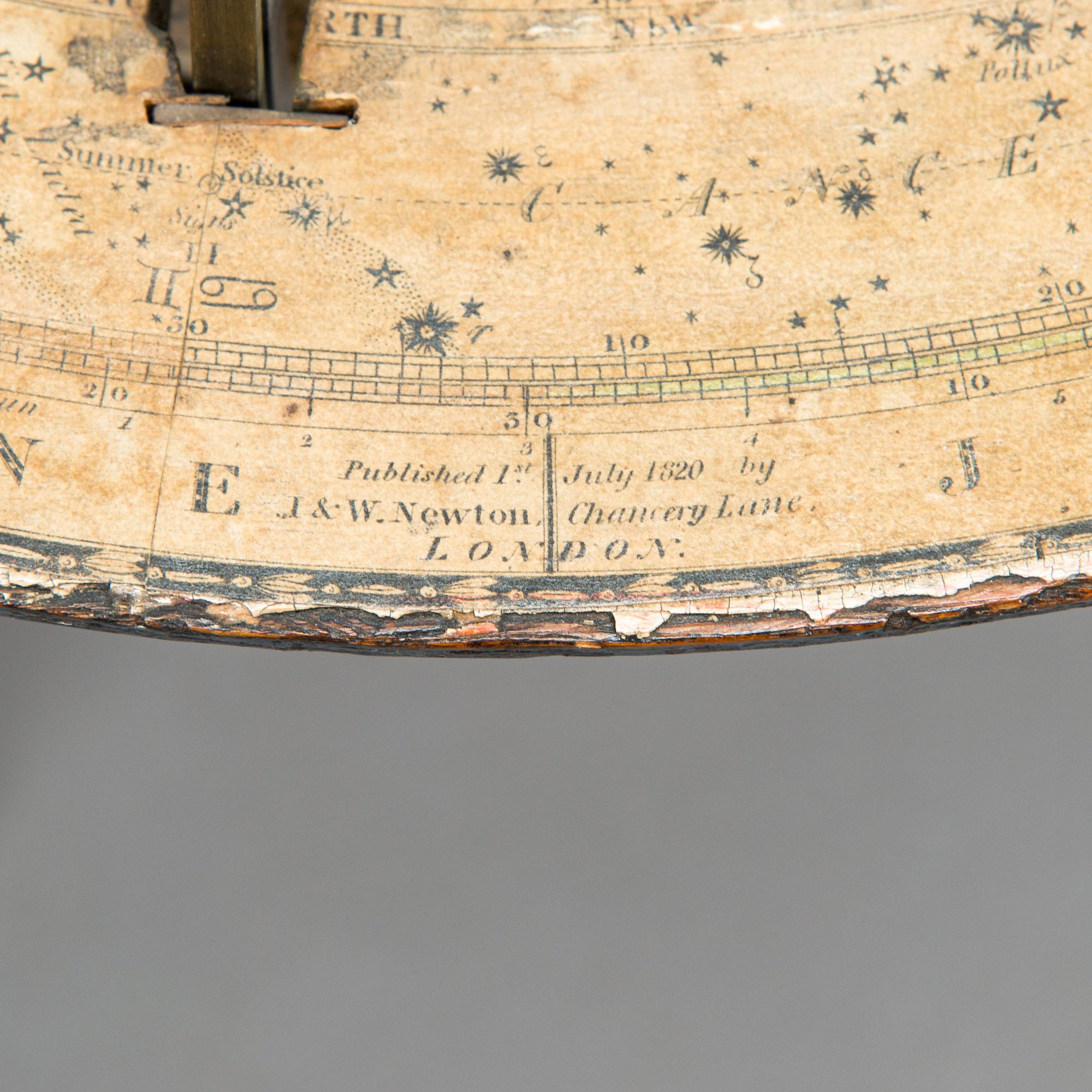 Himmelsglob, J & W. Newton, London 1.7. 1820.