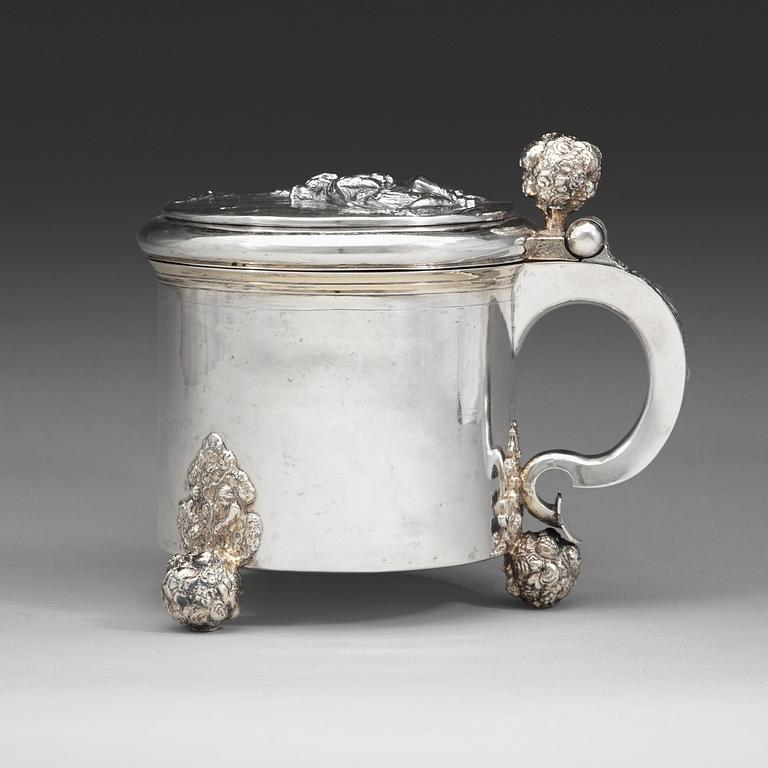 HENRIK MÖLLER dä, Stockholm (1645-1690) före 1689, dryckeskanna, silver, barock.