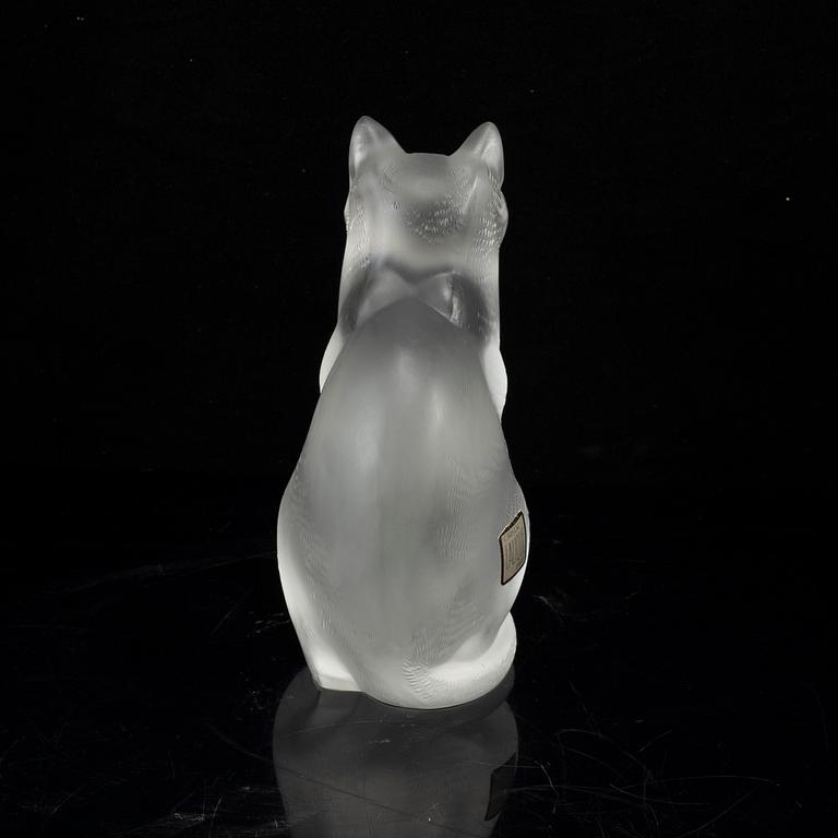 RENE LALIQUE, figurin i form av katt, signerad Lalique France, gjutet glas 1900-talets senare del.