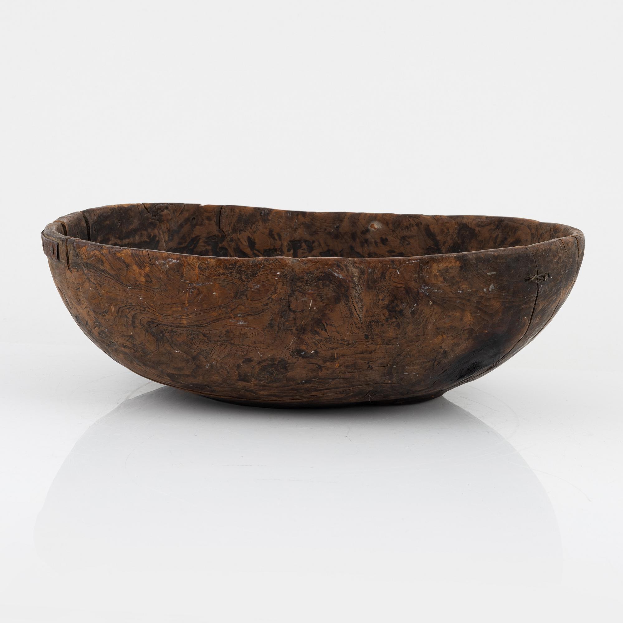 A birch bowl, dated 1793.