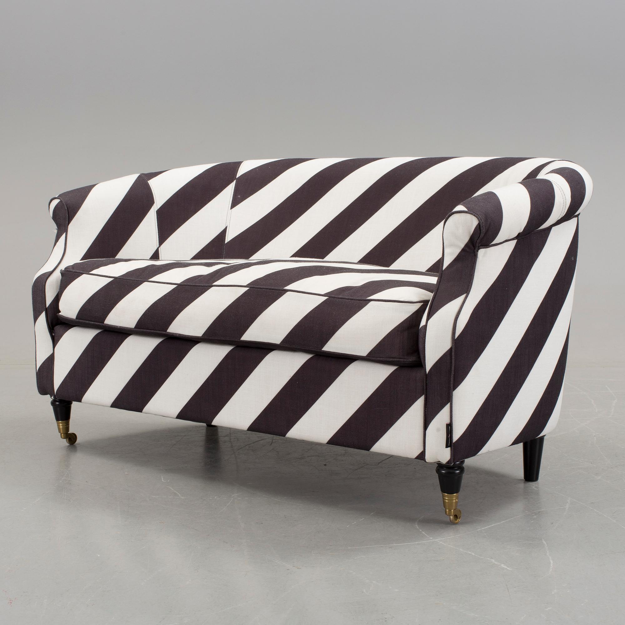 A black and white striped sofa by Rosenhof Art Factory, 21st century.