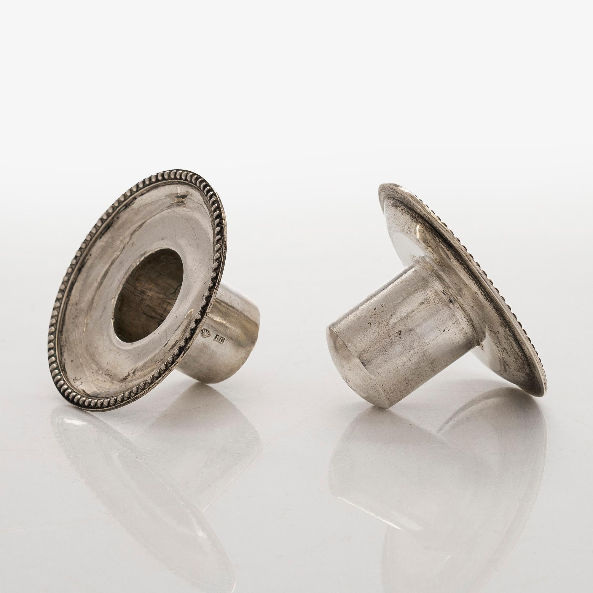 A pair of 19th-century silver candlesticks, maker's mark of Jacob Herman Lundström, Kuopio, 1823.