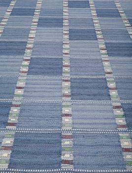 Barbro Nilsson, A CARPET, "Falurutan blå", flat weave, ca 235,5 x 164 cm, signed AB MMF BN.