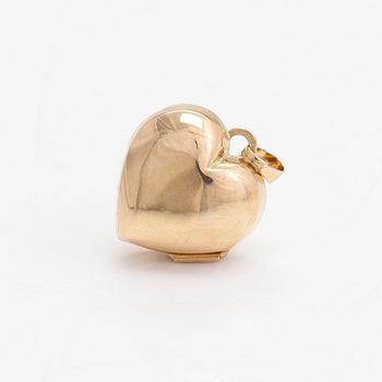 Pendant/locket, heart-shaped, 14K gold and a diamond approx. 0.02 ct.