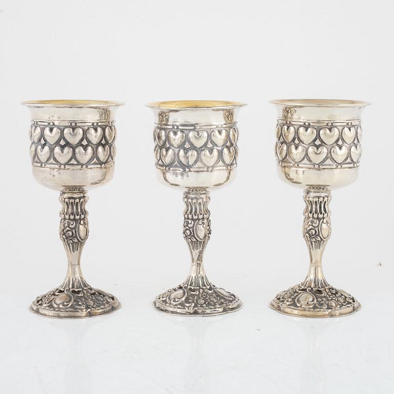Bägare, 6 st, silver, Norge, 1900-talets först hälft.