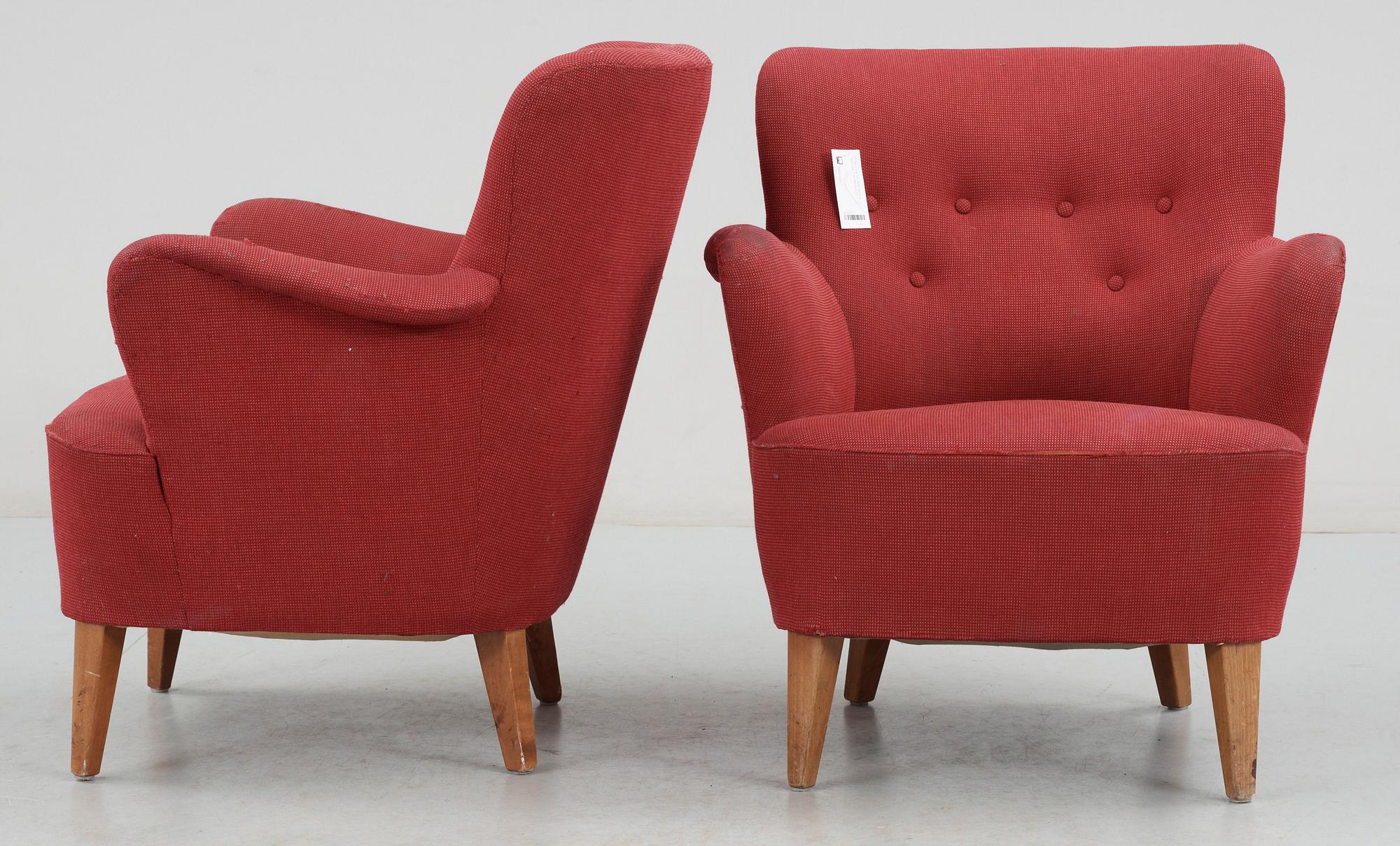 FÅTÖLJER, ett par, "Samsas" Carl Malmsten.