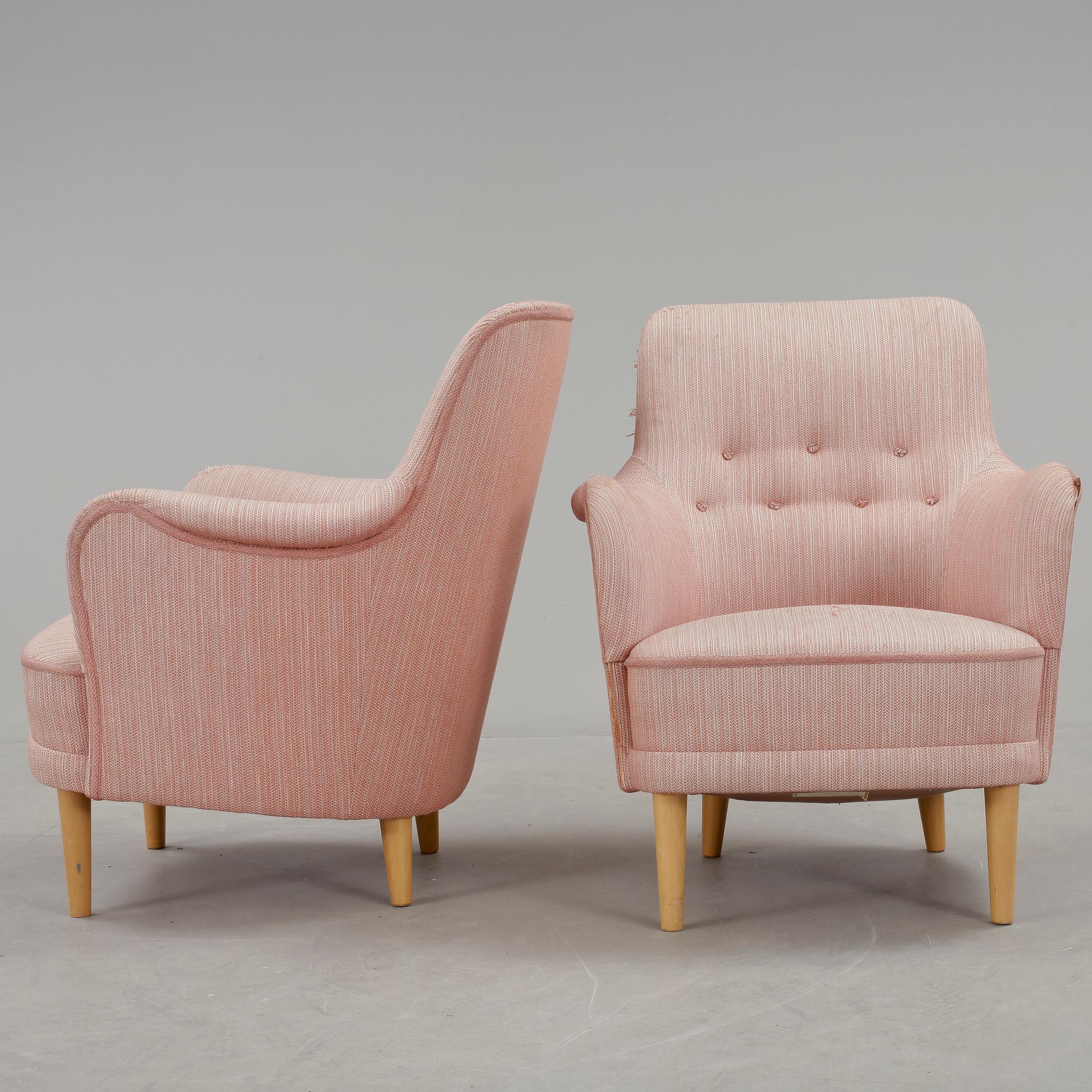 FÅTÖLJER, ett par, "Samsas", Carl Malmsten, OH Sjögren, Tranås, 1900-talets andra hälft.