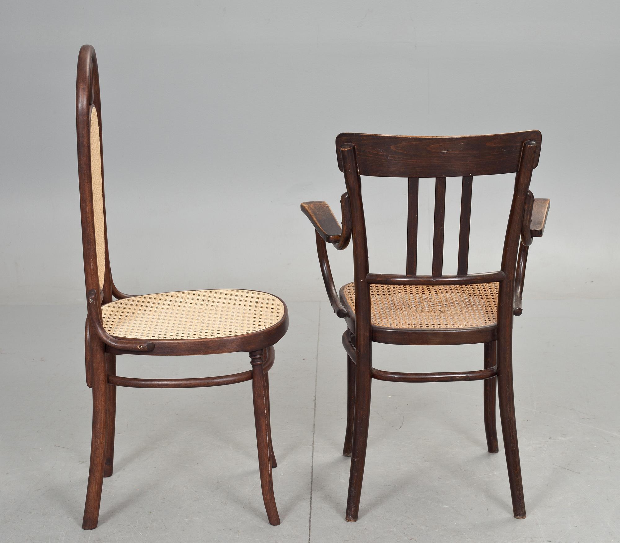 KARMSTOL och STOLAR, 3 st, bl a Thonet, 1900-tal.