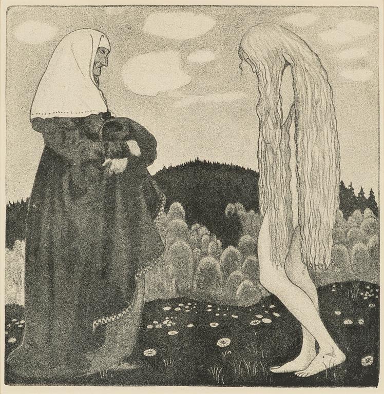 John Bauer, "Svanprinsessan och hushållerskan".