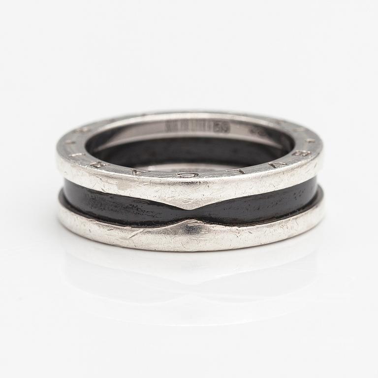 Bulgari, Ring, "Save the Children", sterlingsilver, keramisk dekor. Italien. Märkt N98E9P, Made in Italy.