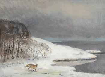 Lindorm Liljefors, olja på pannå, signerad Lindorm L.