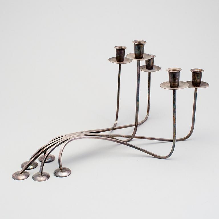 LJUSSTAKE /KANDELABER, försilvrad. 1960/70-tal.
