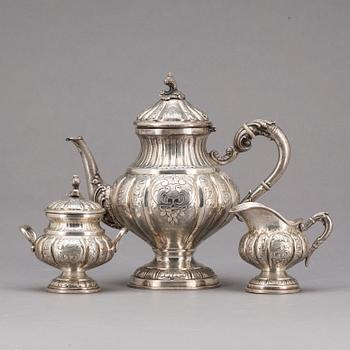 KAFFESERVIS, 3 delar, silver importstämplar, vikt ca 920 g.