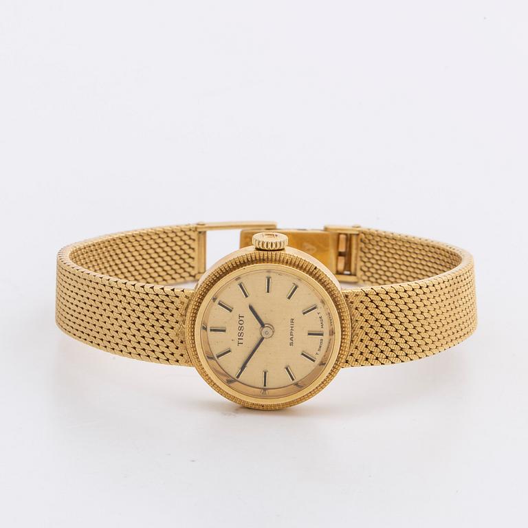 TISSOT, Saphir, damarmbandsur, guld 18K, c:a 20 mm.