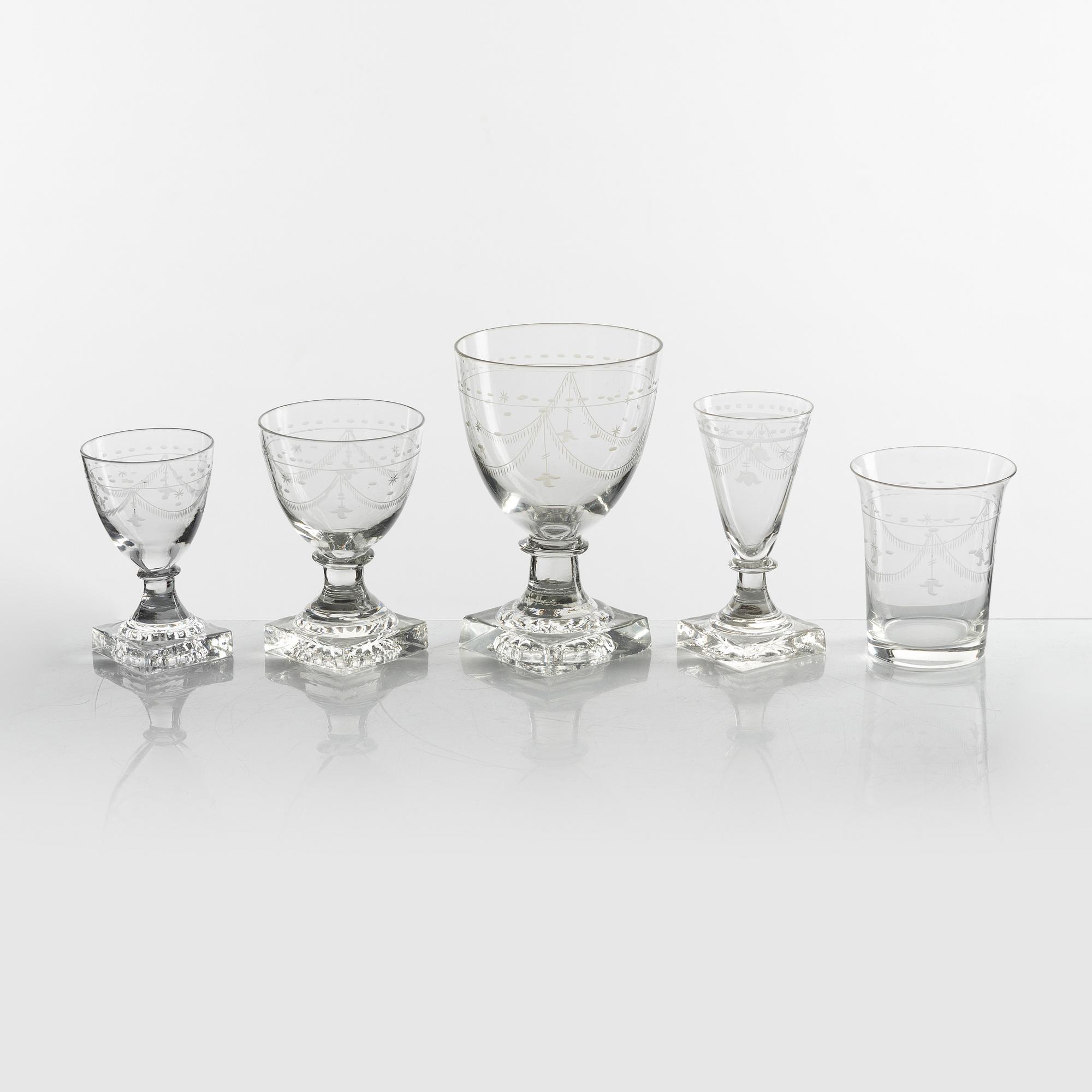 An Empire-Style Glass Service, 20th century (36 pieces).