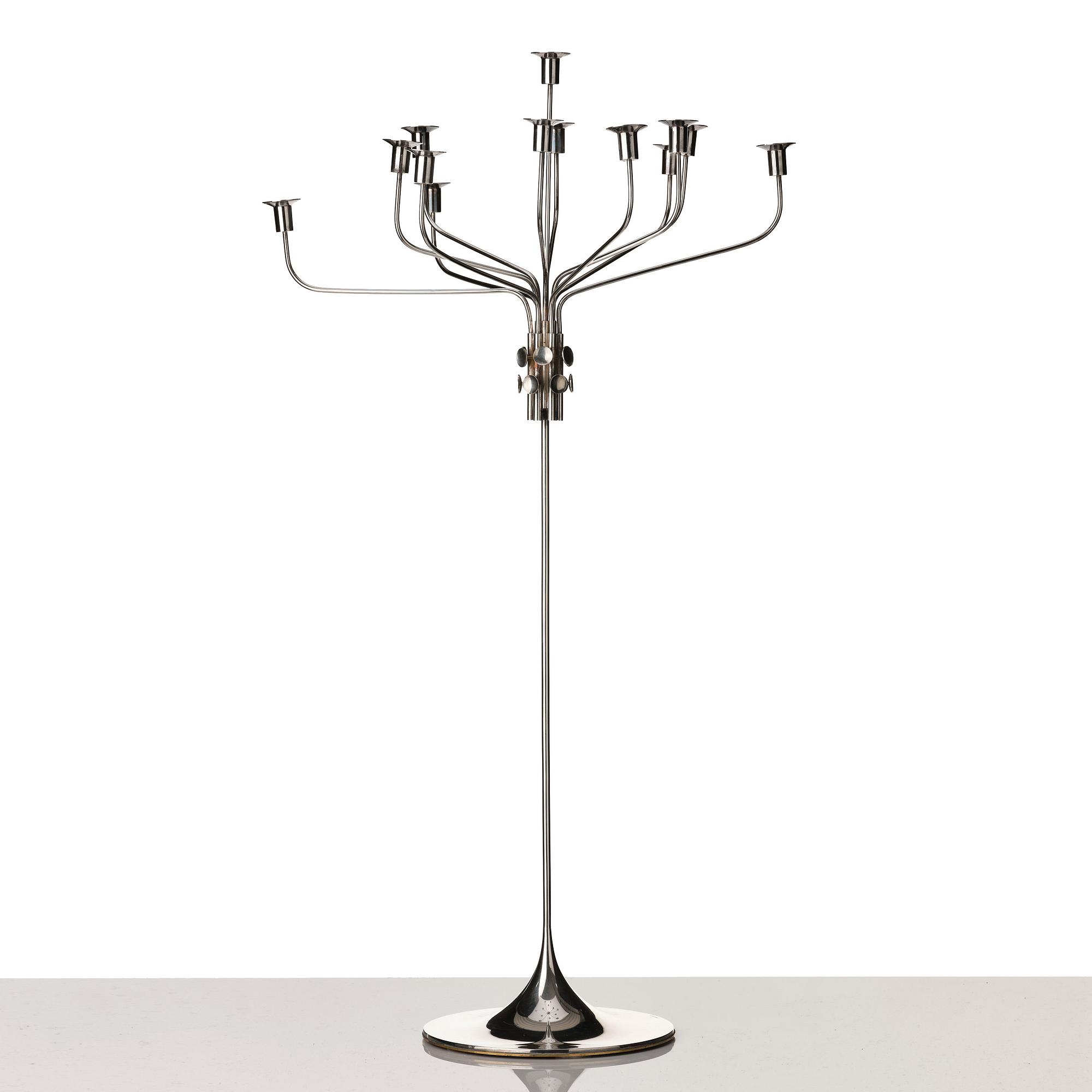 Tapio Wirkkala, a sterling silver thirteen candles candelabrum "TW412", Hopeakeskus OY, Finland 1972.