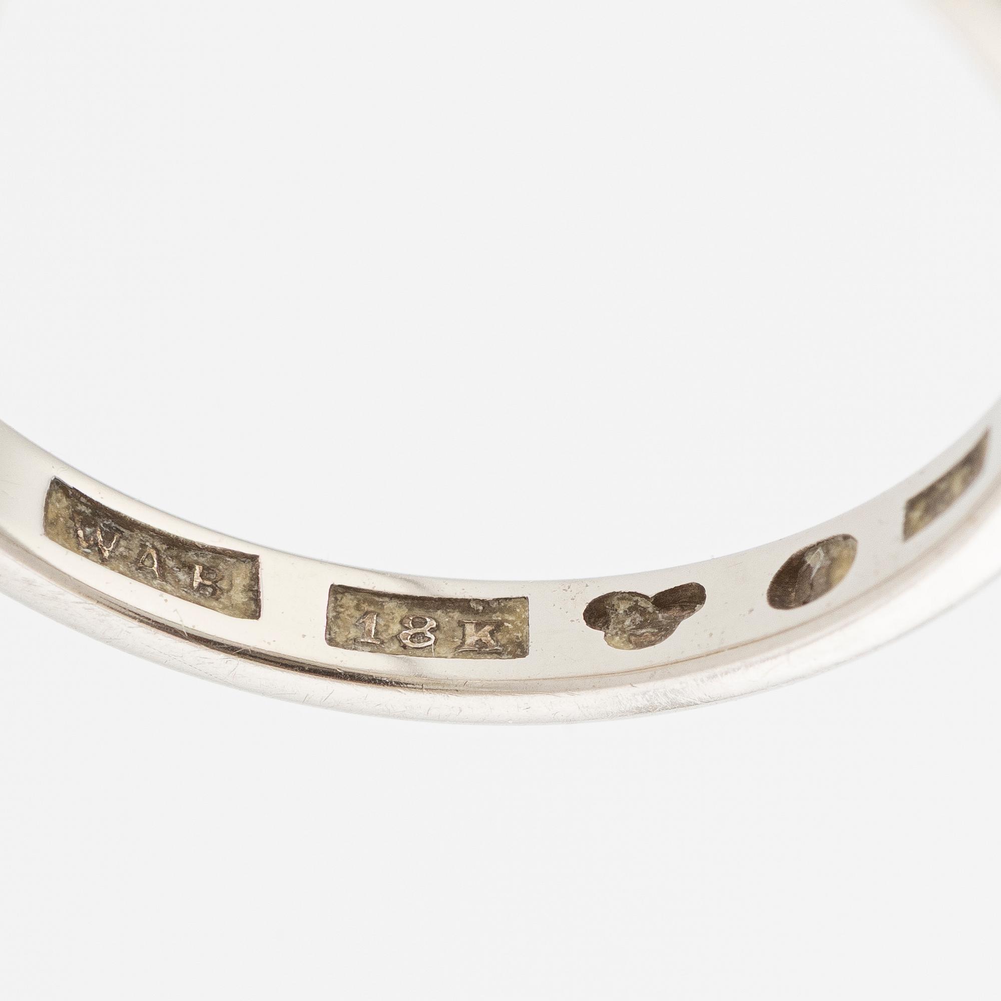 W.A. Bolin, ring, smooth, 18K white gold, 1940s.