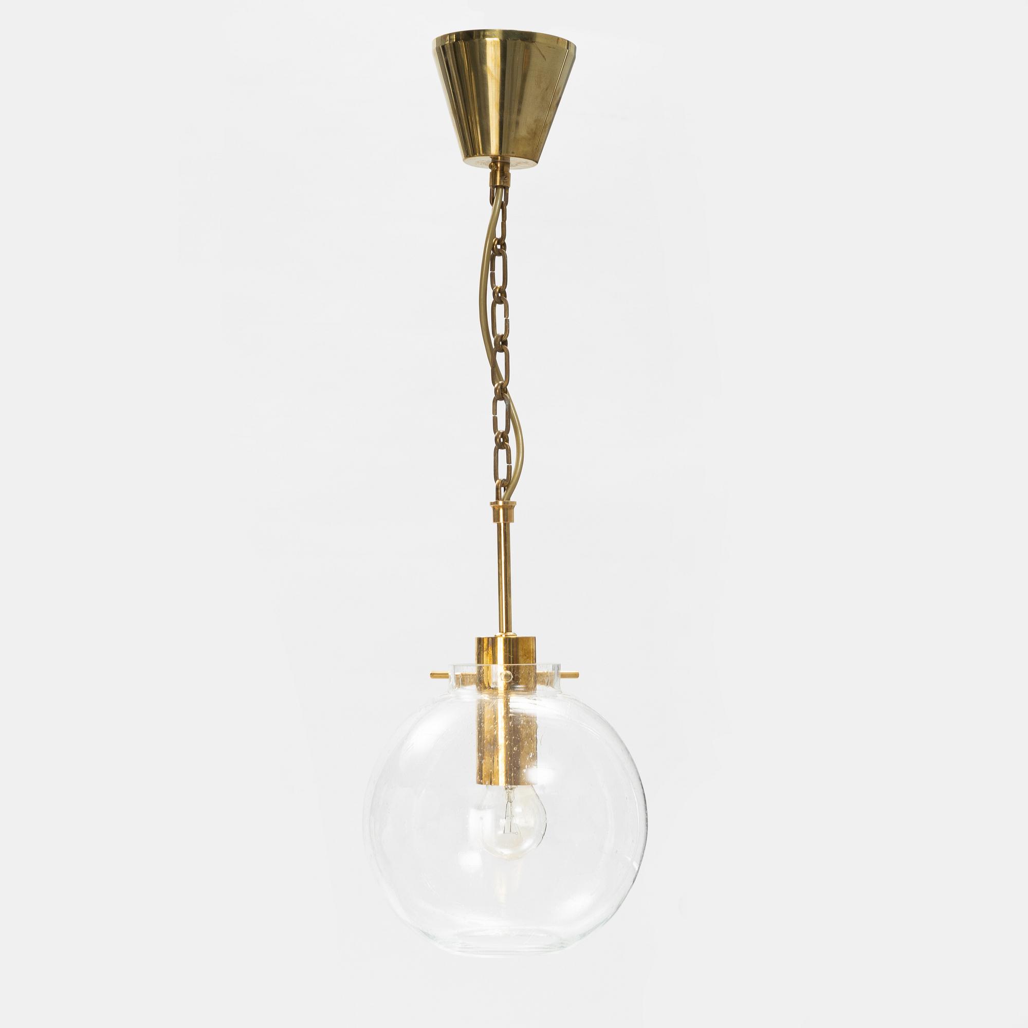 Hans-Agne Jakobsson, a brass and glass pendant lamp, 1970's.
