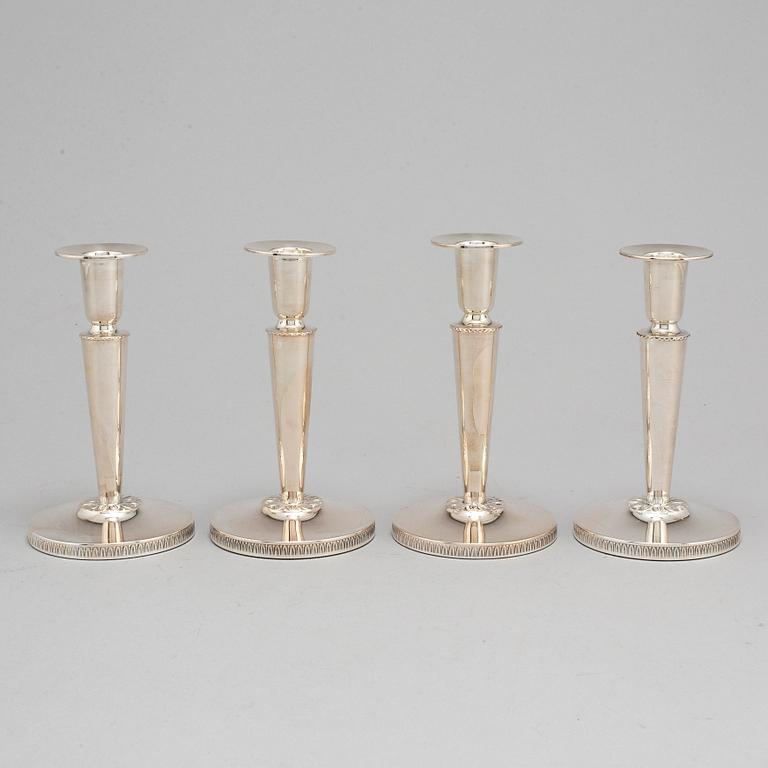 Four silver candle sticks, Göteborg, 1980's.