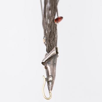 Necklace, oxidised silver and gold plating with amber stones, Ghita Ring, Denmark.