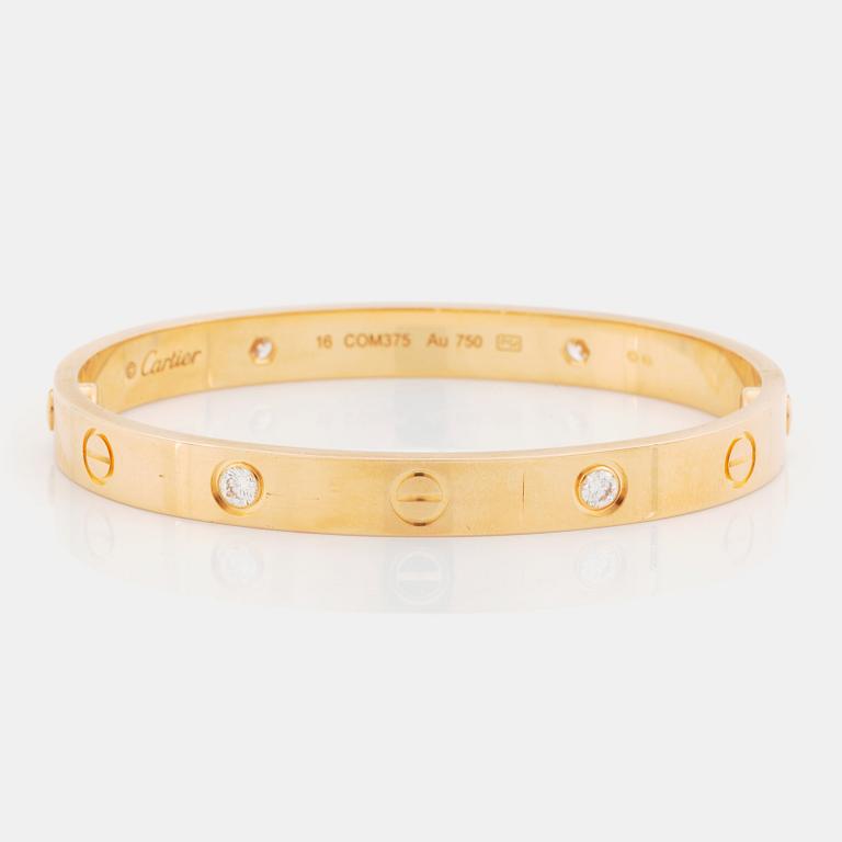 Cartier armband "Love" 18K guld med runda briljantslipade diamanter.