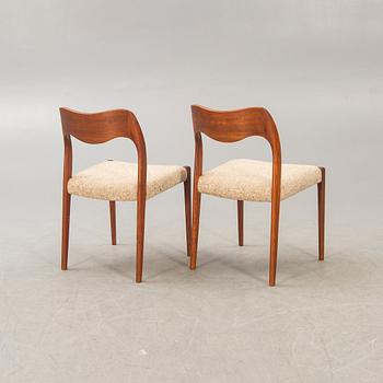 Niels Otto Møller, chairs, 6 pcs, model no. 71, J.L. Møllers Møbelfabrik, Denmark, 1950s / 60s.