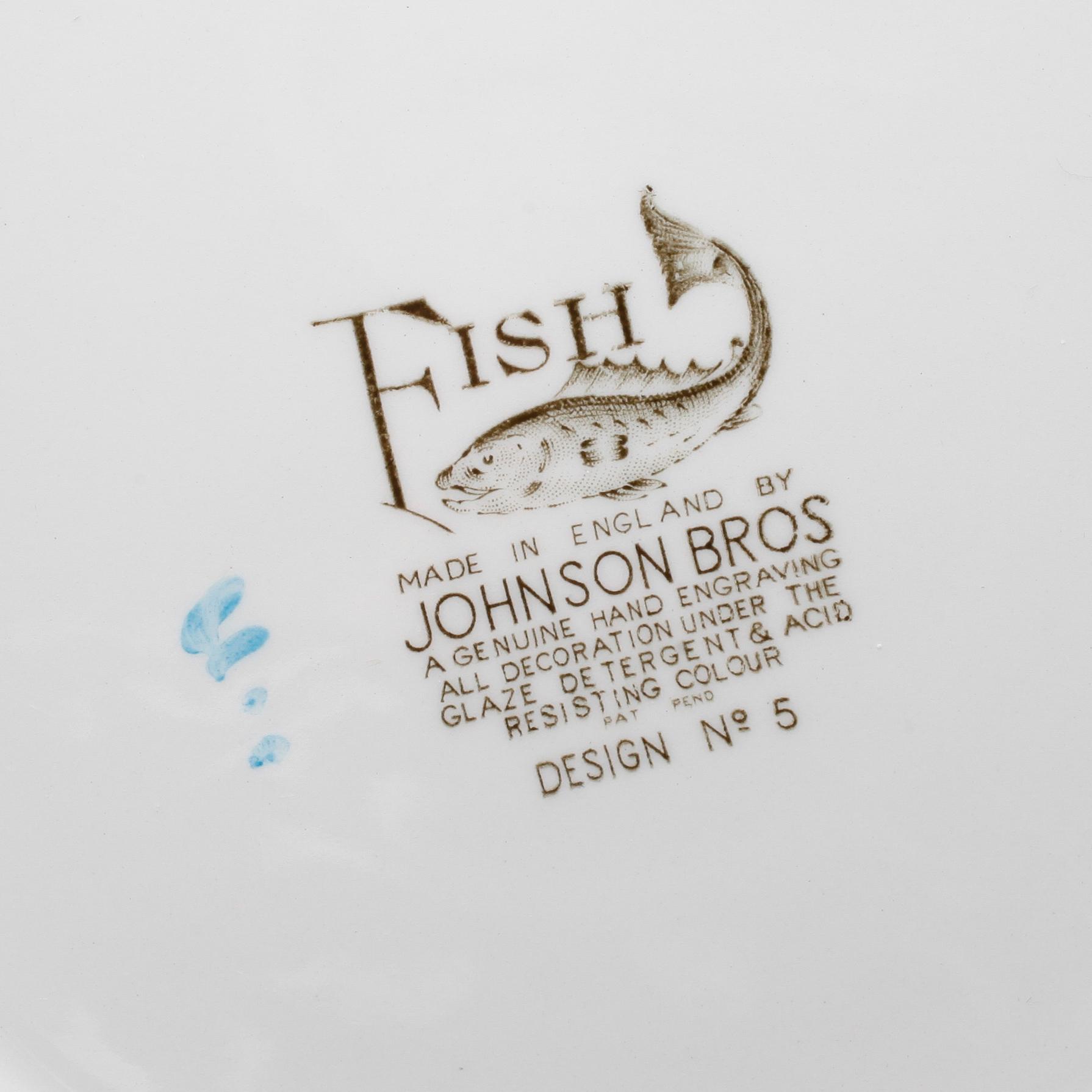 FISKSERVIS, 13 delar, porslin, "Fish", Johnson Bros, England.
