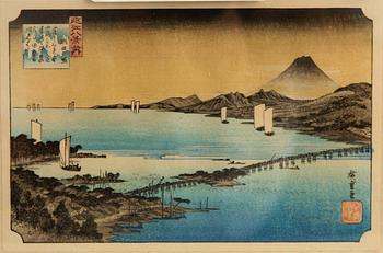 ICHIRYUSAI HIROSHIGE I, tillskriven, ett par, träsnitt, Japan.